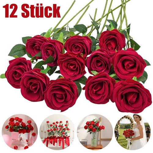 12pcs künstliche rosen rot - 12pcs,