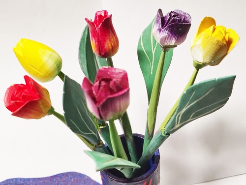 Deko blumen tulpe rose b - 6, rose-